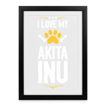 J’adore ma chemise Akita Inu - Affiche encadrée (27 × 37 cm) - noir - Devant