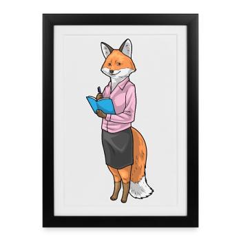 Fox Secretary Notebook Office - Framed poster (27 × 37 cm) - black - Front