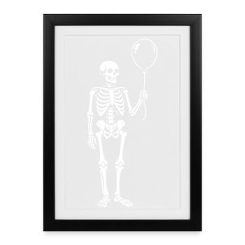 Skeleton with Balloon Whimsy - Framed poster (27 × 37 cm) - black - Front