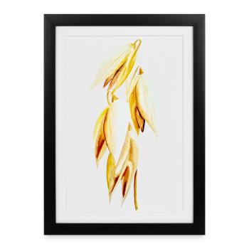 Golden yellow leaf print oats - Framed poster (27 × 37 cm) - black - Front
