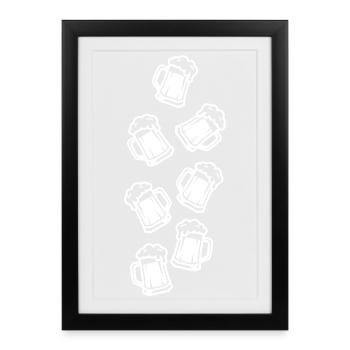 Beer Beer Glasses Beer Mug - Framed poster (27 × 37 cm) - black - Front
