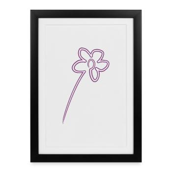 Fleur rose néon - Motif de fleur lumineuse - Affiche encadrée (27 × 37 cm) - noir - Devant