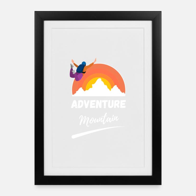 Sunrise Mountain Abenteuer - Gerahmtes Poster (27 × 37 cm) - Schwarz