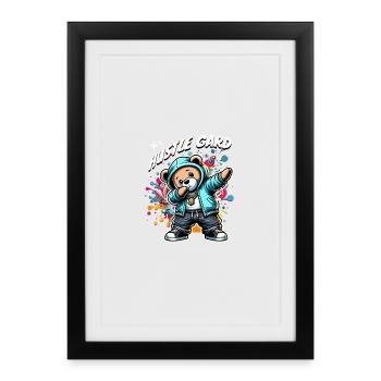 Sweat à capuche graffiti Urban Bear Hustle - Affiche encadrée (27 × 37 cm) - noir - Devant