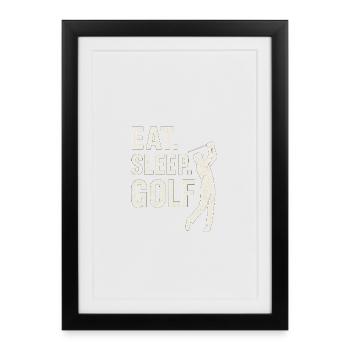 Manger Dormir Golf - Affiche encadrée (27 × 37 cm) - noir - Devant