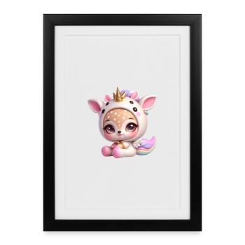 Pastellunicorn mit Flügeln - Gerahmtes Poster (27 × 37 cm) - Schwarz - Vorne