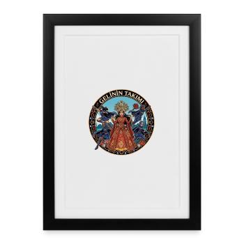 Brautkönigin mit Tänzern - Gerahmtes Poster (27 × 37 cm) - Schwarz - Vorne