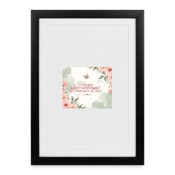 Happy International Womens Day Watercolor - Framed poster (27 × 37 cm) - black - Front