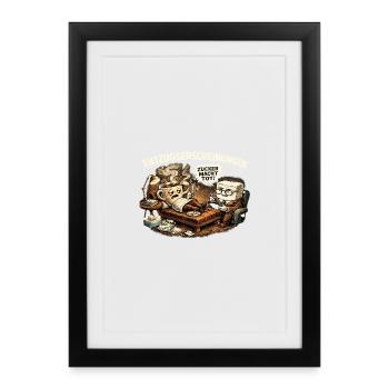 Entzugserscheinungen Kaffee Humor Shirt - Gerahmtes Poster (27 × 37 cm) - Schwarz - Vorne