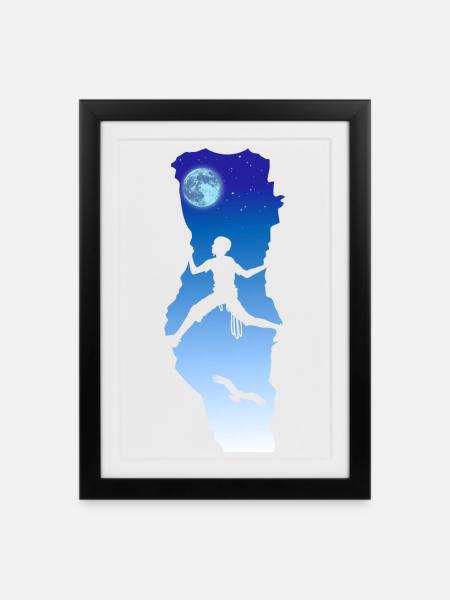 Escalade de nuit - Affiche encadrée (27 × 37 cm) - noir