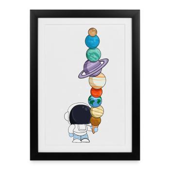 Astronaute avec glace - Affiche encadrée (27 × 37 cm) - noir - Devant