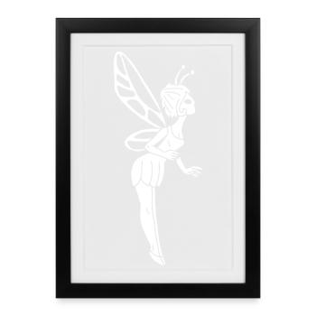 Fée porte bonheur blanche - Affiche encadrée (27 × 37 cm) - noir - Devant