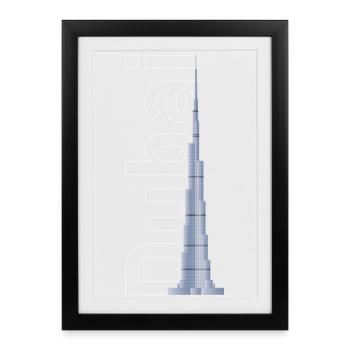 Silhouette de Dubaï – Burj Khalifa - Affiche encadrée (27 × 37 cm) - noir - Devant
