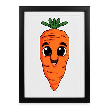 Carotte végétalienne Carotte Carotte Carottes - Affiche encadrée (27 × 37 cm) - noir - Devant