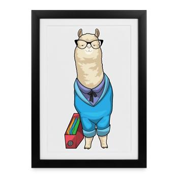 Alpaca Secretary Folder Office - Framed poster (27 × 37 cm) - black - Front