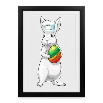 Hase Ostern Kochen - Gerahmtes Poster (27 × 37 cm) - Schwarz - Vorne