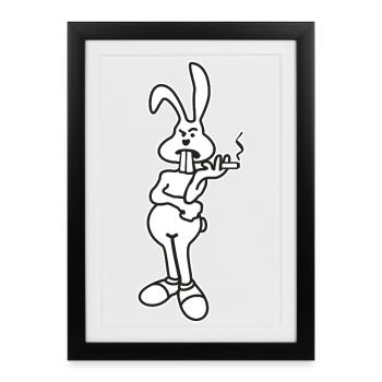 Easter bunny refuses eggs - egg shortage? - Framed poster (27 × 37 cm) - black - Front