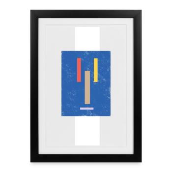 Abstract color blocks on a blue background - Framed poster (27 × 37 cm) - black - Front