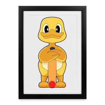 Canard Cricket Batte de cricket - Affiche encadrée (27 × 37 cm) - noir - Devant