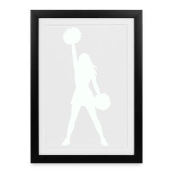 Silhouette de pom-pom girl avec pompons - Affiche encadrée (27 × 37 cm) - noir - Devant