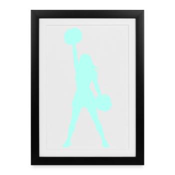 Silhouette de pom-pom girl avec pompons - Affiche encadrée (27 × 37 cm) - noir - Devant