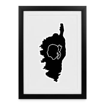 Corse Île de Corse Symbole drapeau Cadeau - Affiche encadrée (27 × 37 cm) - noir - Devant