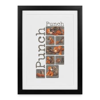 Cute Baby Monkey Gives Fist Punch Monkey Punch - Framed poster (27 × 37 cm) - black - Front