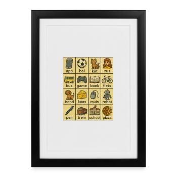 Dutch Word Grid Learning Card - Framed poster (27 × 37 cm) - black - Front