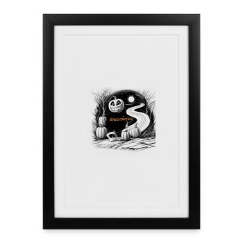 Halloween citrouille monstre - Affiche encadrée (27 × 37 cm) - noir - Devant