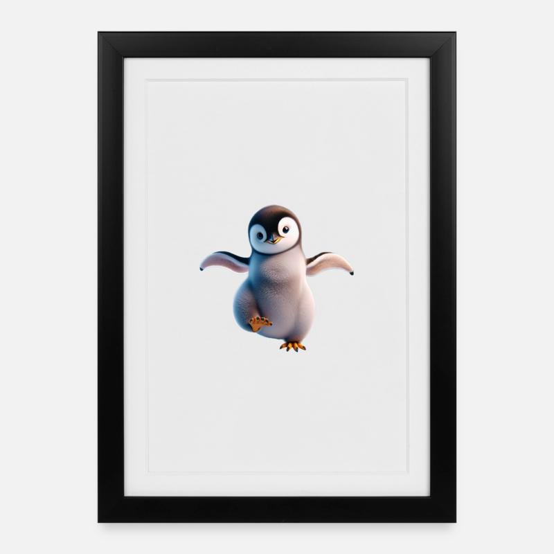 A happily dancing penguin - Framed poster (27 × 37 cm) - black