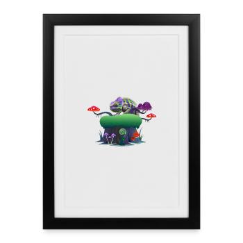 Caméléon néon sur Mushroom Rock - Affiche encadrée (27 × 37 cm) - noir - Devant