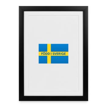 Drapeau suédois – Né en Suède - Affiche encadrée (27 × 37 cm) - noir - Devant