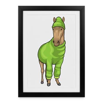 Chapeau d’hiver de cheval - Affiche encadrée (27 × 37 cm) - noir - Devant