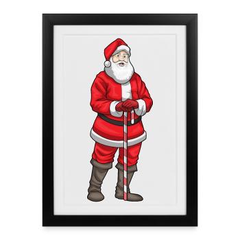 Santa Claus Christmas Walking Stick - Framed poster (27 × 37 cm) - black - Front