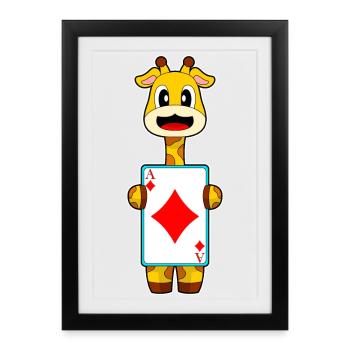 Giraffe Poker Cartes de Poker - Affiche encadrée (27 × 37 cm) - noir - Devant