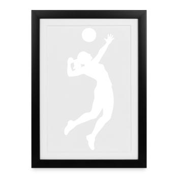 Volleyball player silhouette volleyball - Framed poster (27 × 37 cm) - black - Front