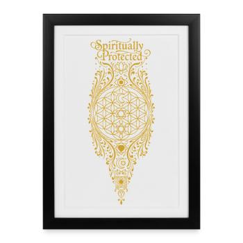 Spiritualité Géométrie Sacrée Protégée Spirituellement - Affiche encadrée (27 × 37 cm) - noir - Devant