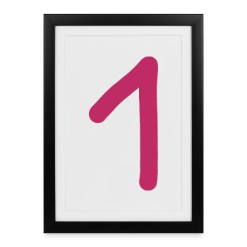 1 numéro un rose rouge anniversaire - Affiche encadrée (27 × 37 cm) - noir - Devant