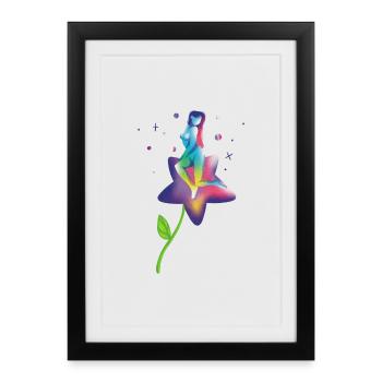 Rainbow Star Bloom - Framed poster (27 × 37 cm) - black - Front