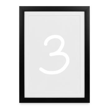 3 Numéro trois blanc Anniversaire - Affiche encadrée (27 × 37 cm) - noir - Devant