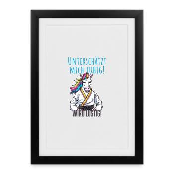 Karaté Licorne - Affiche encadrée (27 × 37 cm) - noir - Devant