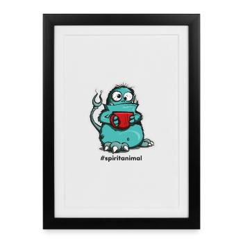 Coffee monster in comic style - Framed poster (27 × 37 cm) - black - Front