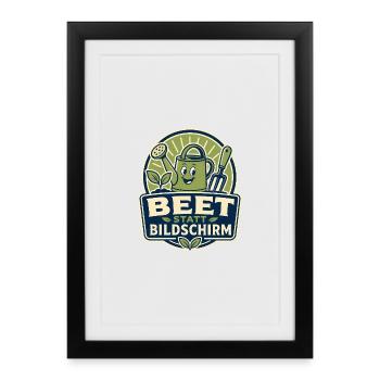 Beet statt Bildschirm – Gartenhumor - Gerahmtes Poster (27 × 37 cm) - Schwarz - Vorne