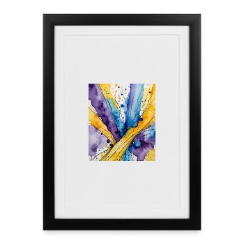 Tourbillon aquarelle Bleu, jaune, violet - Affiche encadrée (27 × 37 cm) - noir - Devant