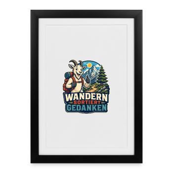 Wandern sortiert Gedanken - Gerahmtes Poster (27 × 37 cm) - Schwarz - Vorne