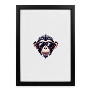 Lunettes de Singe Polygone - Affiche encadrée (27 × 37 cm) - noir - Devant