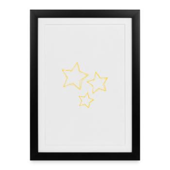 ETOILE. ETOILES. STAR. ETOILES. FÊTE. ANNIVERSAIRE - Affiche encadrée (27 × 37 cm) - noir - Devant