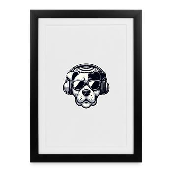 Dog Headphones Glasses Cool - Framed poster (27 × 37 cm) - black - Front