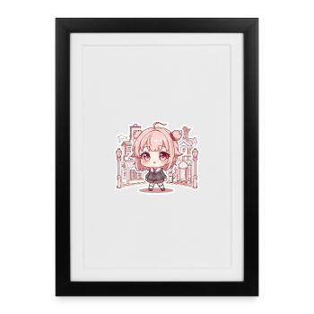 Fille de la ville de Kawaii Pastel - Affiche encadrée (27 × 37 cm) - noir - Devant