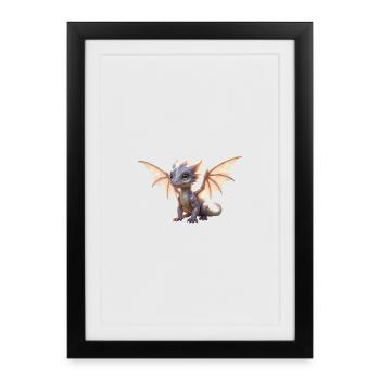 Iris Dragon: Iridescent Winged Dragon - Framed poster (27 × 37 cm) - black - Front